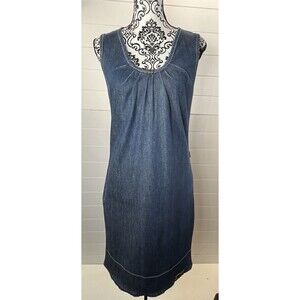 Illusyon Womens Blue Denim Jumper Dress Sz 8 Y2K 90s Cowgirl Grunge HipHop
